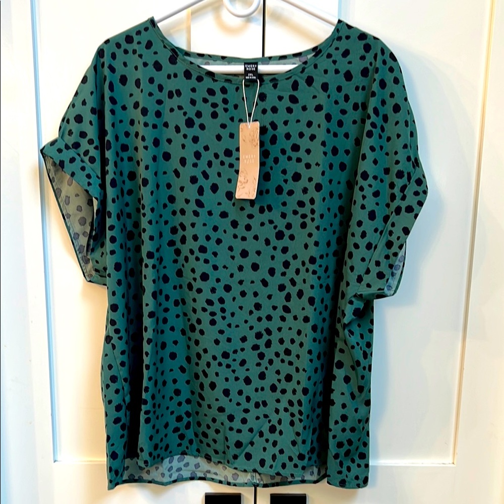 SHEIN Emery Rose Green Short Sleeve Blouse